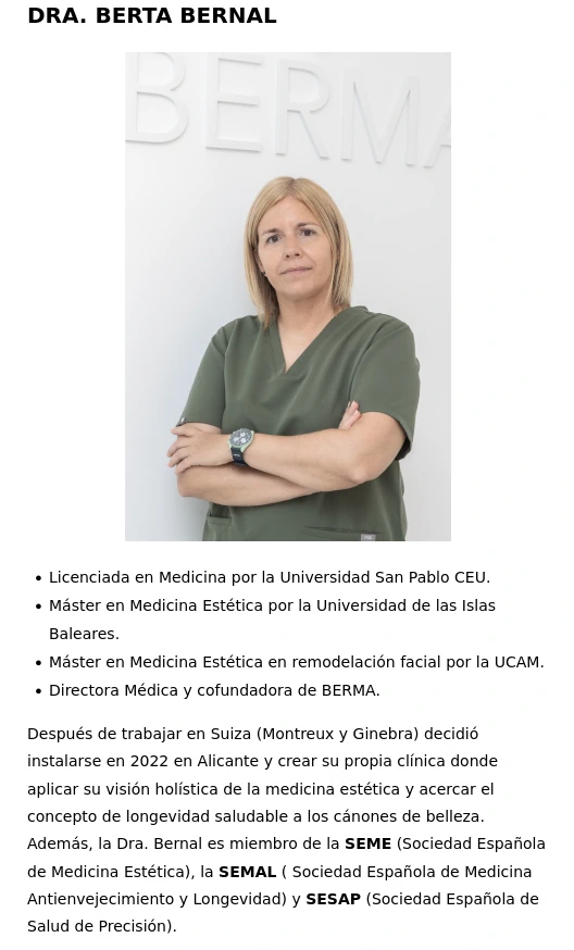 Nuestro Equipo - Dra. Berta Bernal